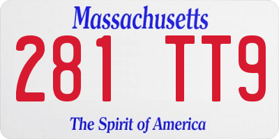 MA license plate 281TT9