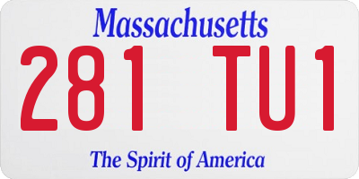 MA license plate 281TU1