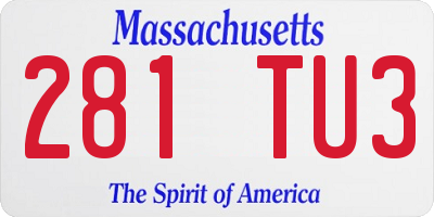 MA license plate 281TU3