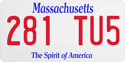 MA license plate 281TU5