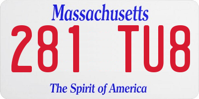 MA license plate 281TU8