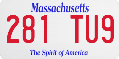 MA license plate 281TU9