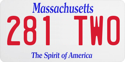 MA license plate 281TW0