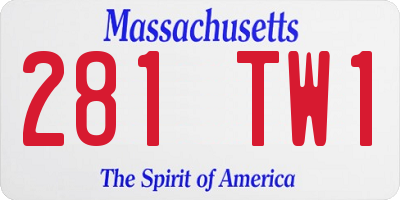 MA license plate 281TW1