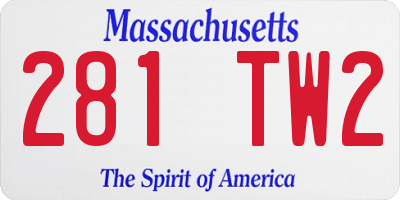 MA license plate 281TW2
