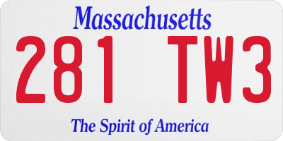 MA license plate 281TW3