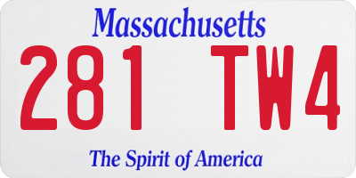 MA license plate 281TW4