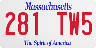 MA license plate 281TW5