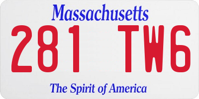 MA license plate 281TW6