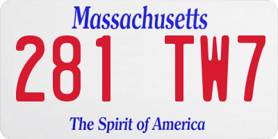 MA license plate 281TW7