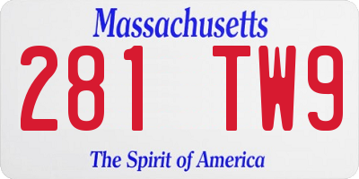 MA license plate 281TW9