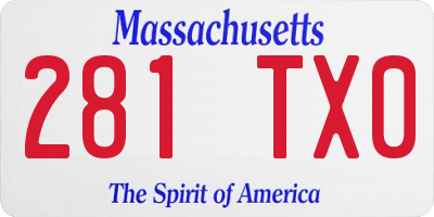 MA license plate 281TX0