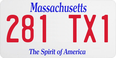 MA license plate 281TX1