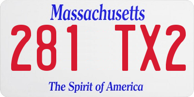 MA license plate 281TX2