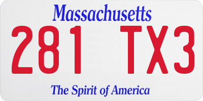 MA license plate 281TX3