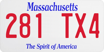 MA license plate 281TX4