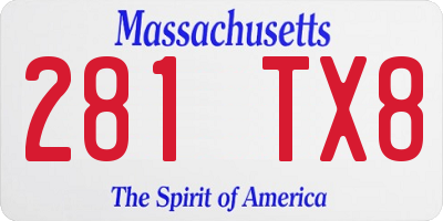 MA license plate 281TX8