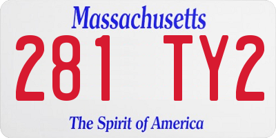 MA license plate 281TY2