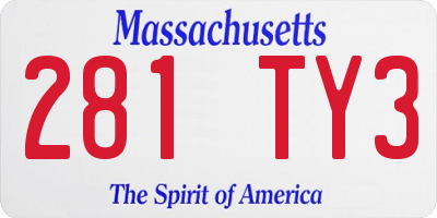 MA license plate 281TY3
