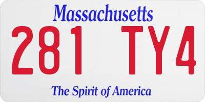 MA license plate 281TY4