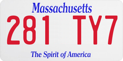 MA license plate 281TY7