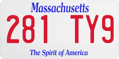 MA license plate 281TY9