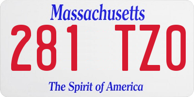 MA license plate 281TZ0