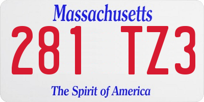 MA license plate 281TZ3