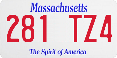 MA license plate 281TZ4