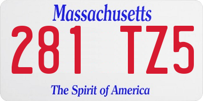 MA license plate 281TZ5