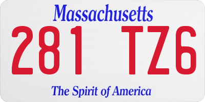 MA license plate 281TZ6