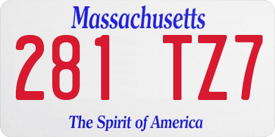 MA license plate 281TZ7