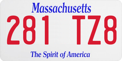 MA license plate 281TZ8