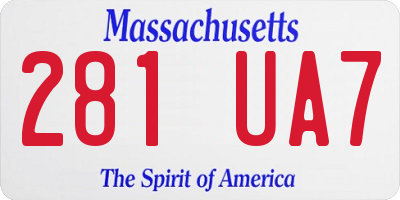 MA license plate 281UA7