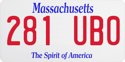 MA license plate 281UB0