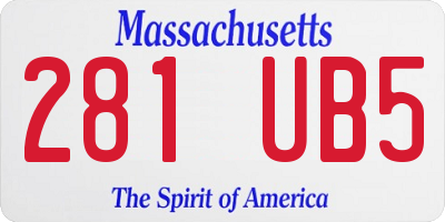 MA license plate 281UB5