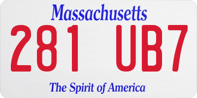 MA license plate 281UB7