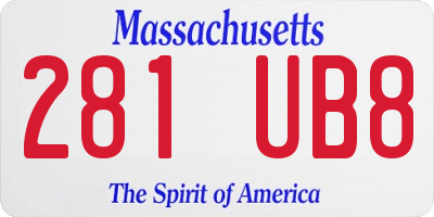 MA license plate 281UB8