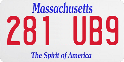 MA license plate 281UB9