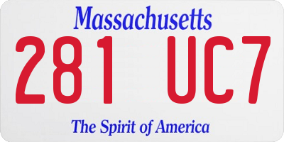 MA license plate 281UC7