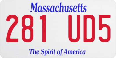 MA license plate 281UD5