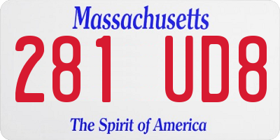 MA license plate 281UD8