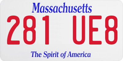 MA license plate 281UE8