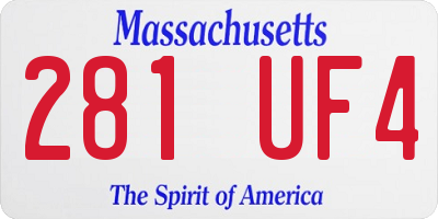 MA license plate 281UF4