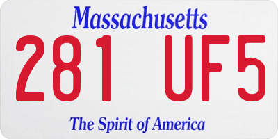 MA license plate 281UF5