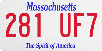 MA license plate 281UF7