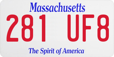 MA license plate 281UF8