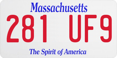 MA license plate 281UF9