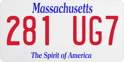 MA license plate 281UG7