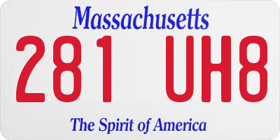 MA license plate 281UH8